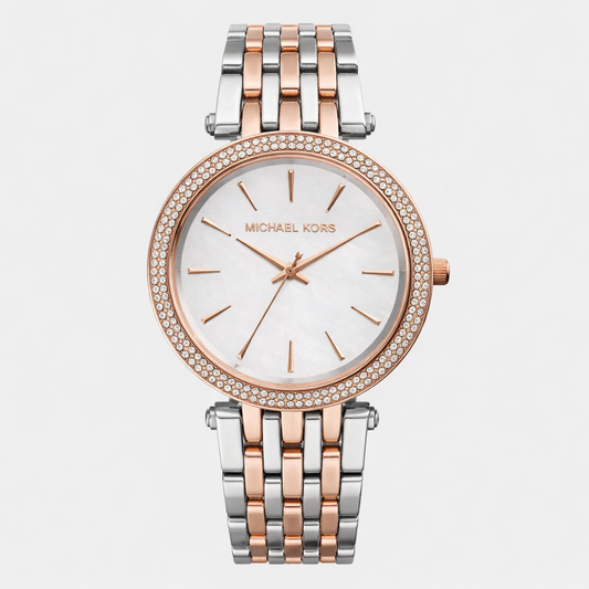 Michael Kors Silver Dial Two Tone Crystal Watch