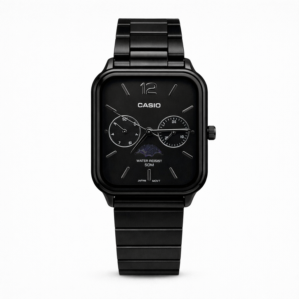 Casio Black Square Stainless Steel Men's Watch