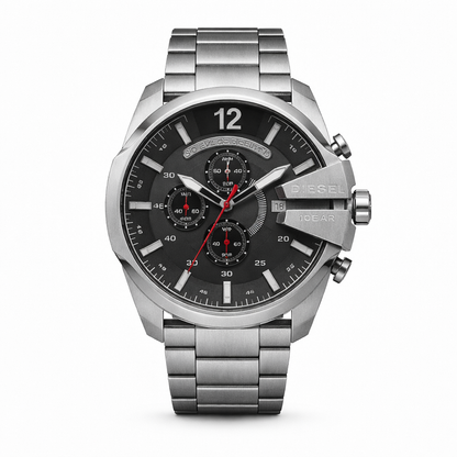 Diesel Mega Chief Silver Black Chronograph Watch