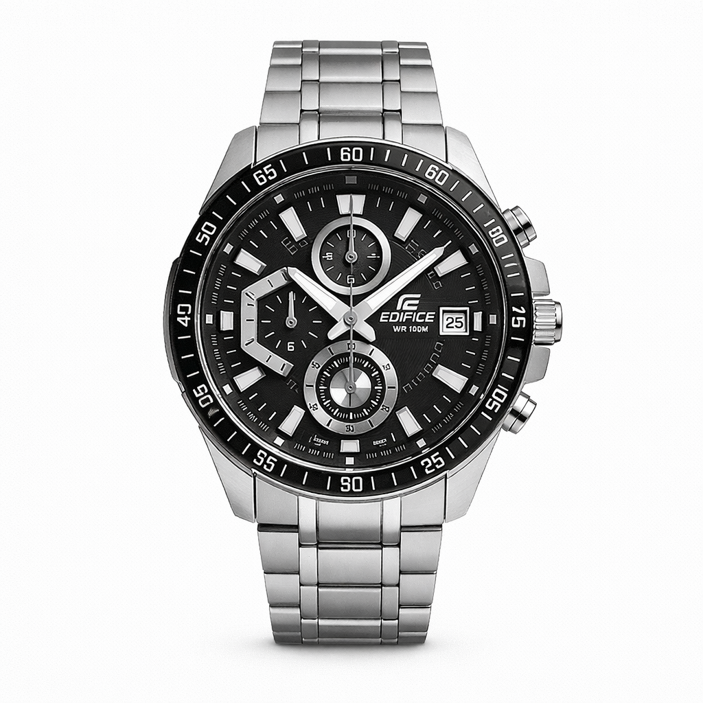 Casio Edifice Black Dial Chronograph Steel Watch