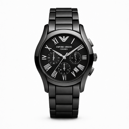 Emporio Armani Black Dial Chronograph Steel Watch