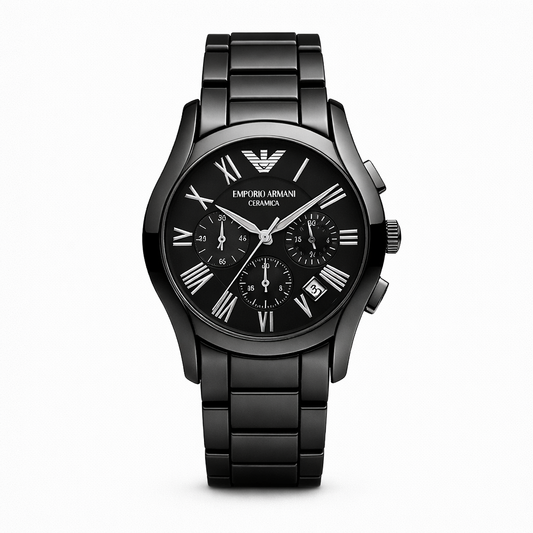 Emporio Armani Black Dial Chronograph Steel Watch