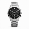 Emporio Armani Black Dial Chronograph Steel Watch