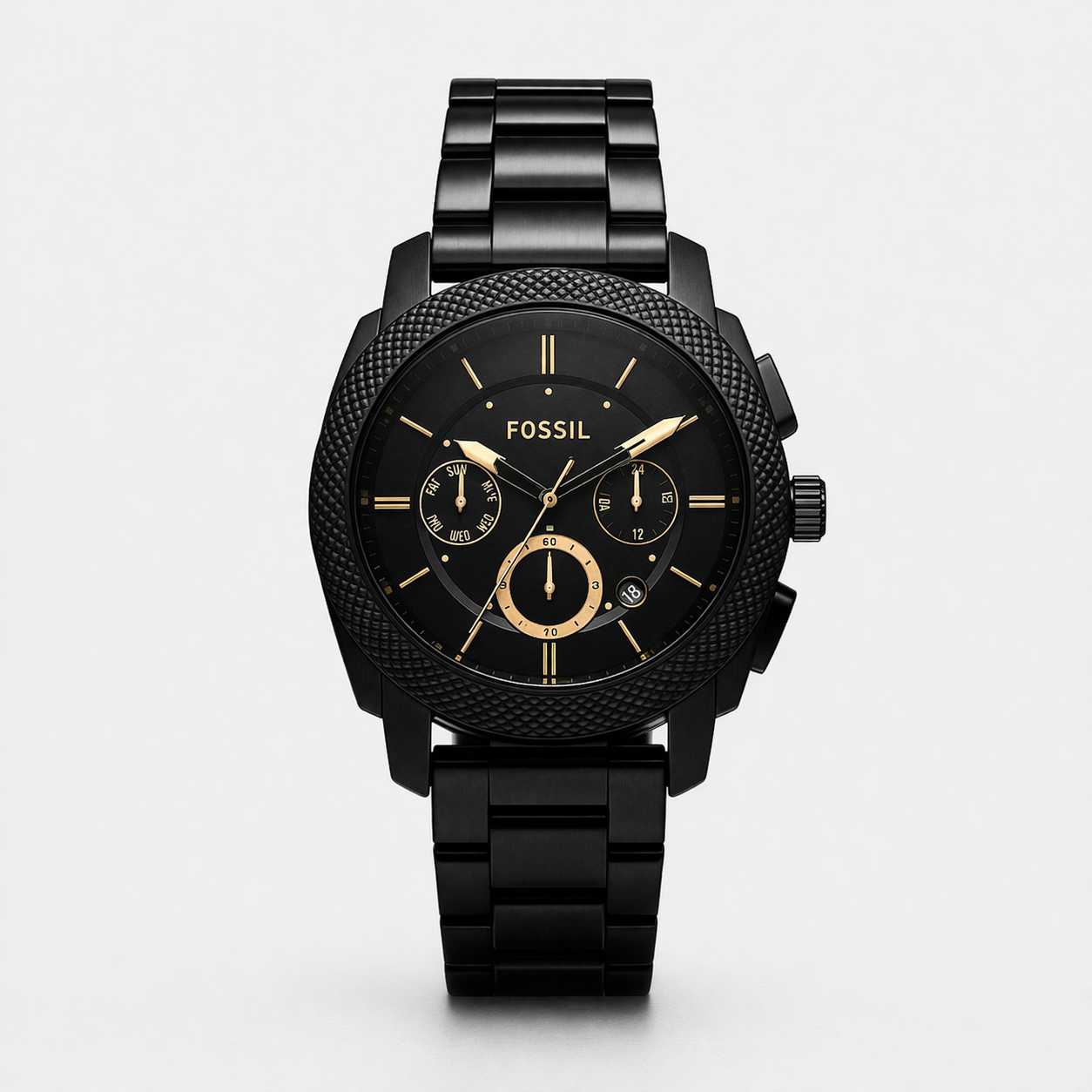 Fossil Black Multifunction Dial Stainless Steel Watch for Men