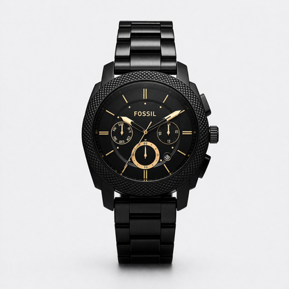 Fossil Black Multifunction Dial Stainless Steel Watch for Men