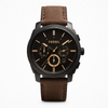 Fossil Brown Leather Multifunction Dial Black Case Watch for Men