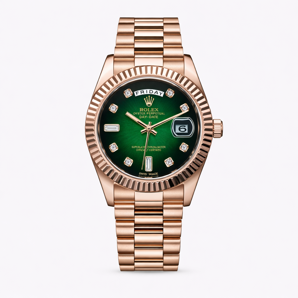 ROLEX DAY-DATE – GREEN DIAMOND ROSE GOLD