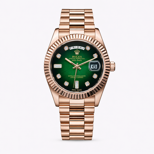 ROLEX DAY-DATE – GREEN DIAMOND ROSE GOLD