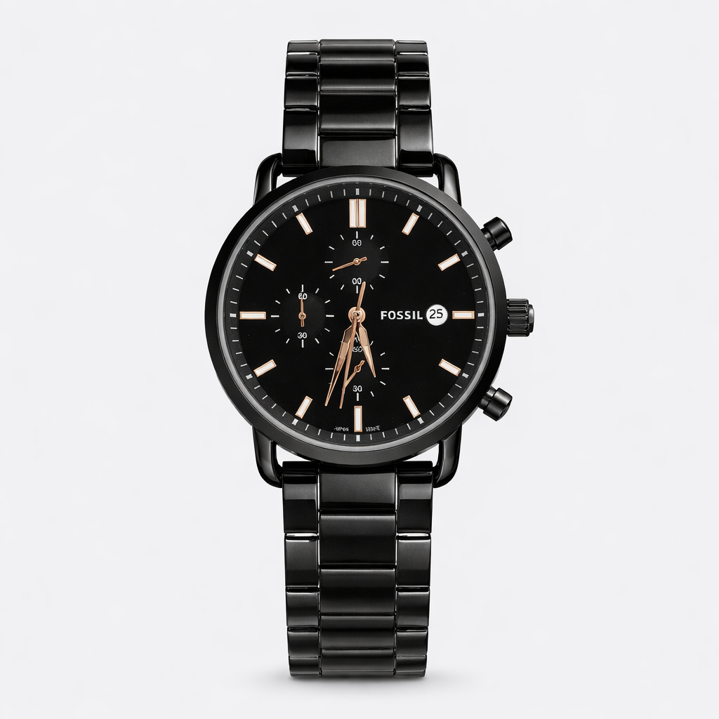 FOSSIL FULL BLACK CHRONO METAL