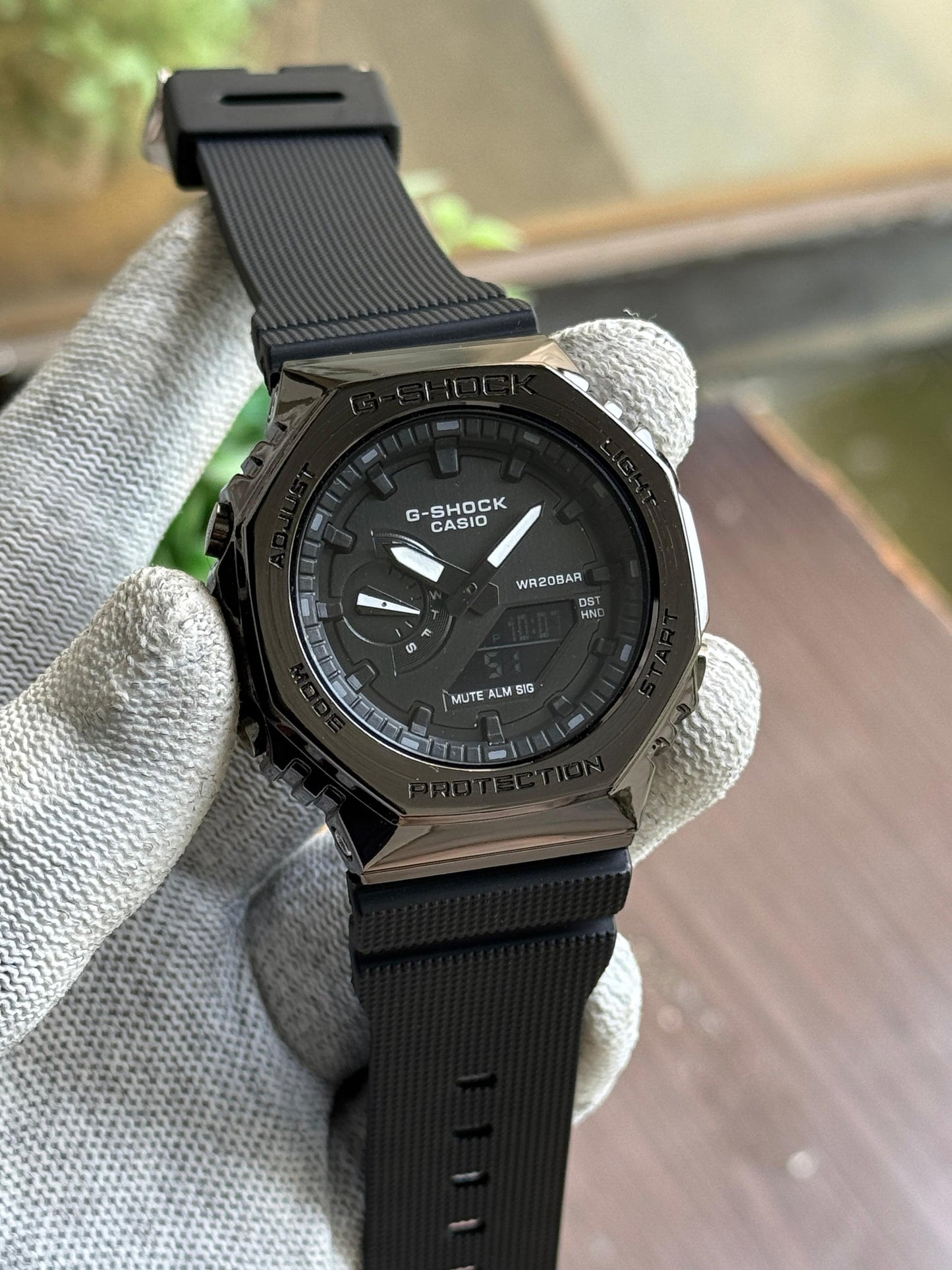 Casio G-Shock Black Metal Analog-Digital Resin Strap Watch for Men