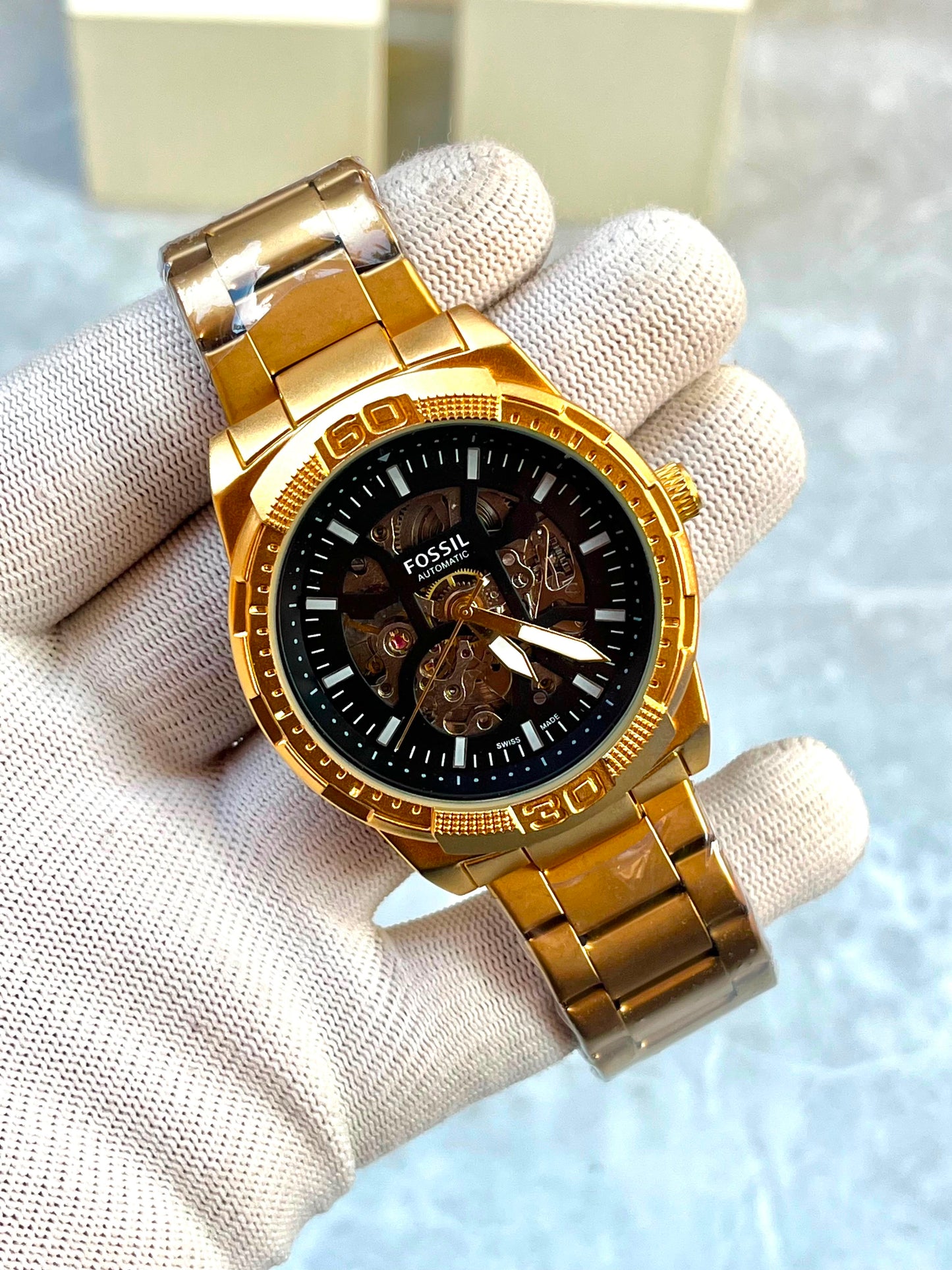 FOSSIL BRONSON GOlD SKELETON AUTOMATIC