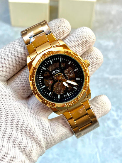 FOSSIL BRONSON GOlD SKELETON AUTOMATIC