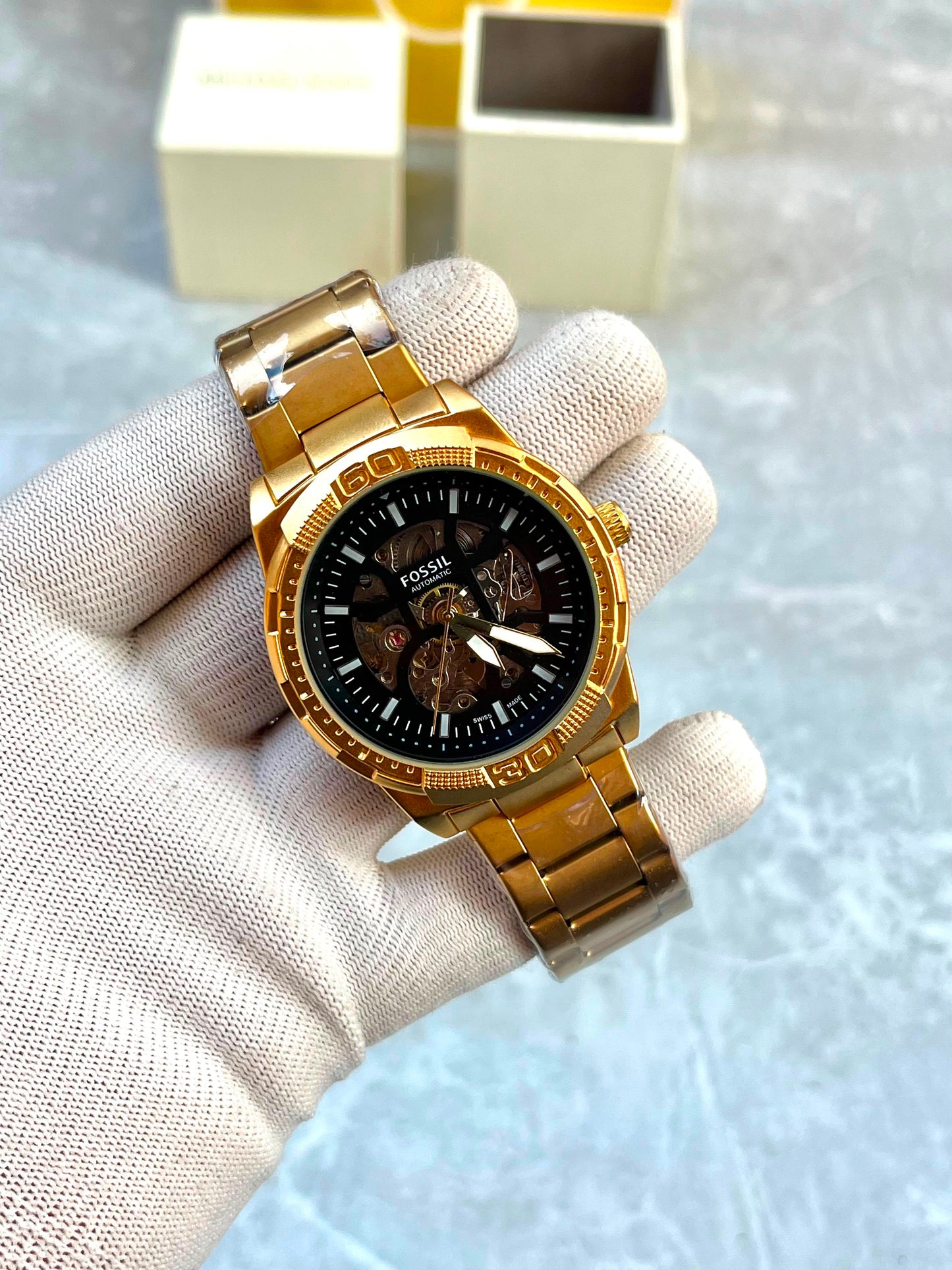 FOSSIL BRONSON GOlD SKELETON AUTOMATIC