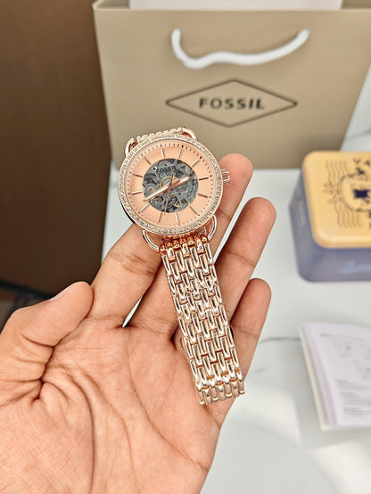 Fossil Two Tone Rose Gold Automatic Watch