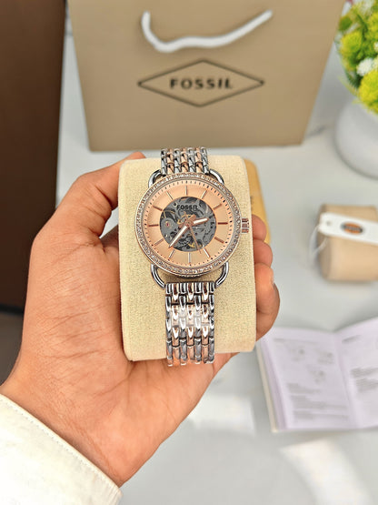 Fossil Two Tone Rose Gold Automatic Watch