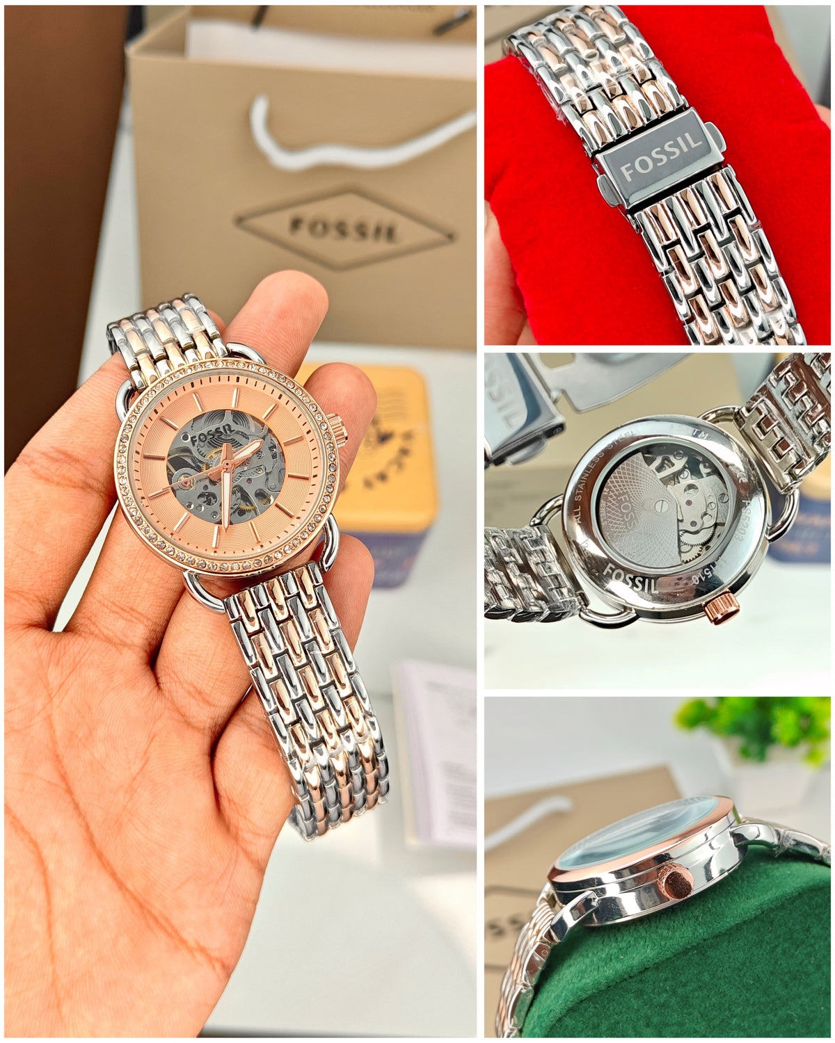 Fossil Two Tone Rose Gold Automatic Watch