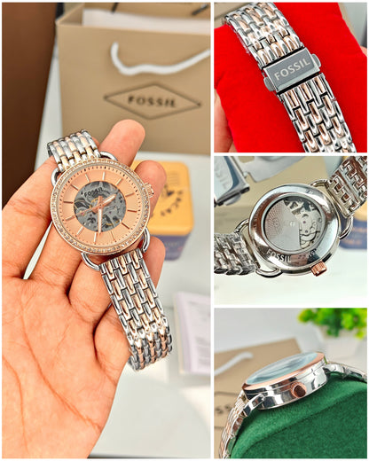 Fossil Two Tone Rose Gold Automatic Watch