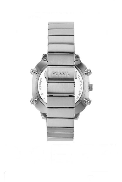 Fossil Digital Analog Square Dial Stainless Steel Watch for Men