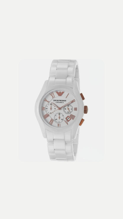 Emporio Armani White Ceramic Chronograph Men Watch