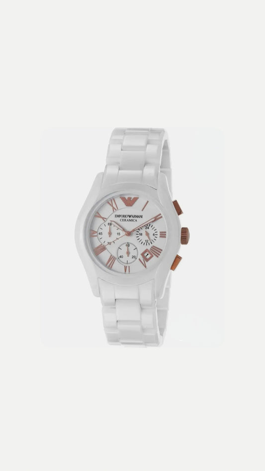 Emporio Armani White Ceramic Chronograph Men Watch