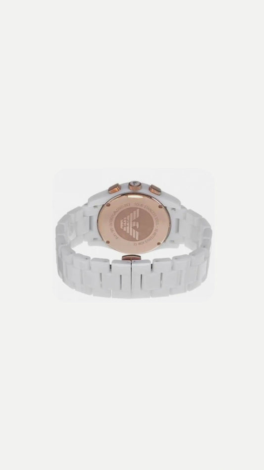 Emporio Armani White Ceramic Chronograph Men Watch