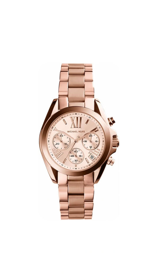 Michael Kors Stainless Steel Women's Analog Rose Dial Rose Gold Strap