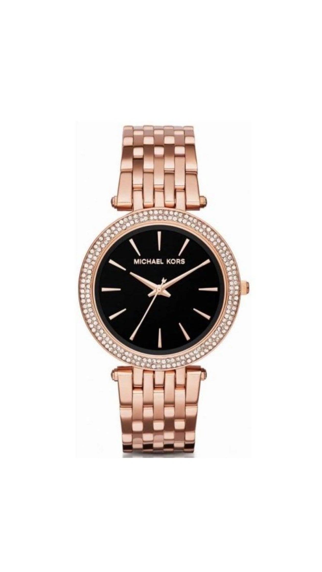 Michael Kors Rose Darci Gold Black Dial Crystal Watch