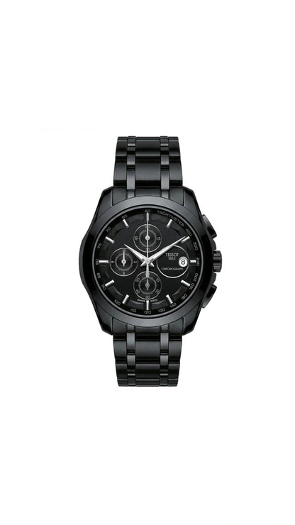 Tissot Style All-Black Chronograph Stainless Steel Bracelet Watch