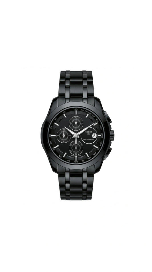 Tissot Style All-Black Chronograph Stainless Steel Bracelet Watch