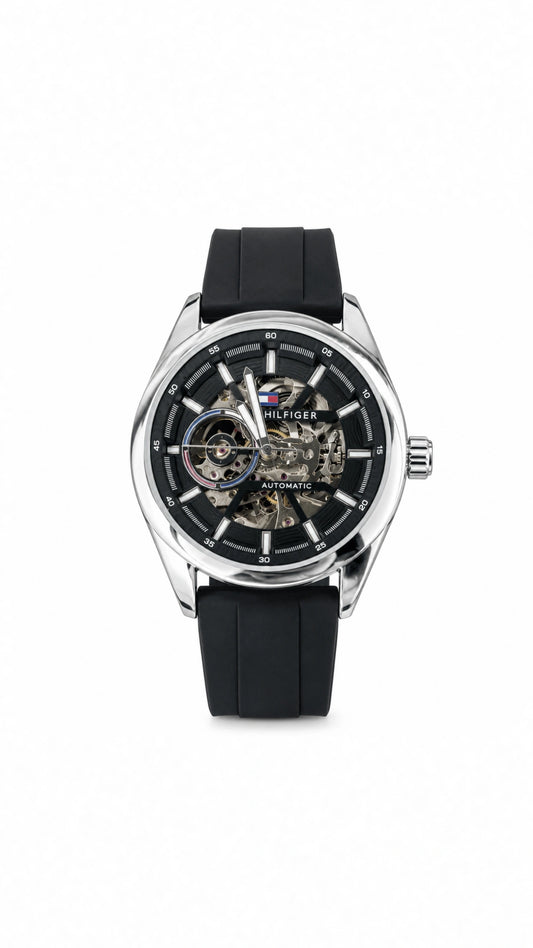 Tommy Hilfiger Silver With Black Automatic Watch M-693