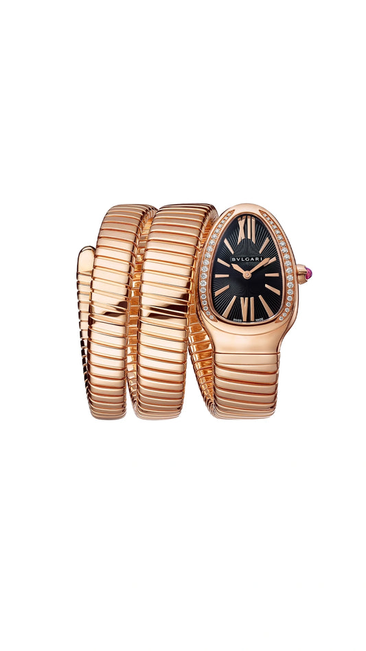 Bvlgari Serpenti  Tubogas Black Dial Rose Watch