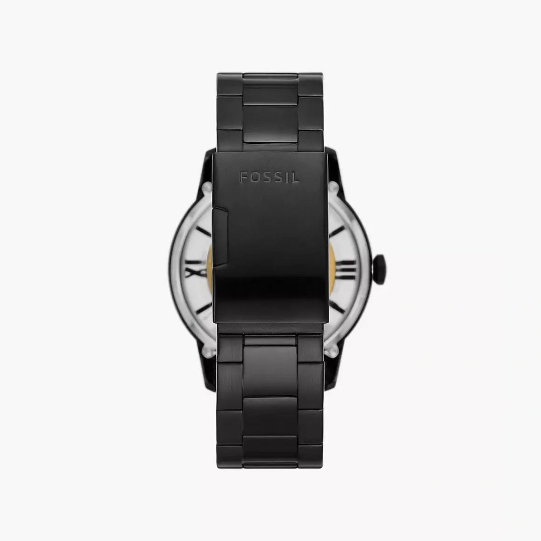 Fossil Black Stainless Steel Skeleton Dial Analog Watch for Men