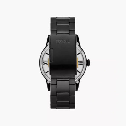 Fossil Black Stainless Steel Skeleton Dial Analog Watch for Men