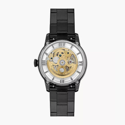 Fossil Black Stainless Steel Skeleton Dial Analog Watch for Men