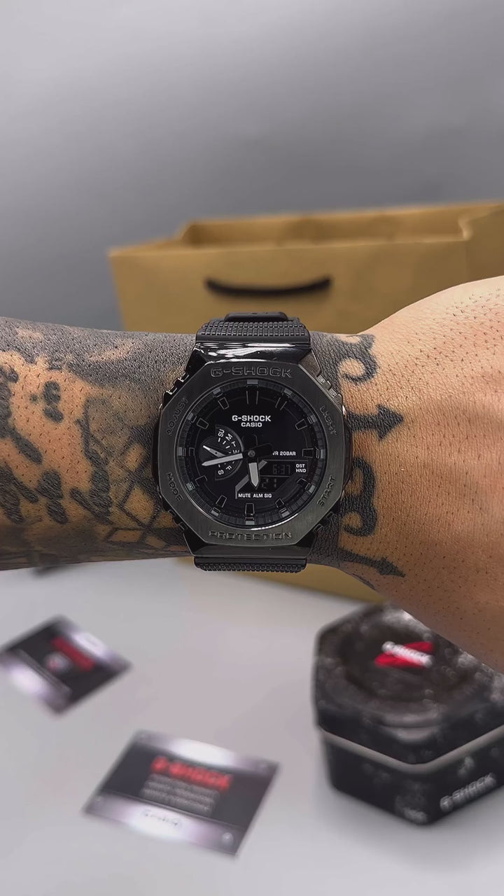 Casio G-Shock Black Metal Analog-Digital Resin Strap Watch for Men