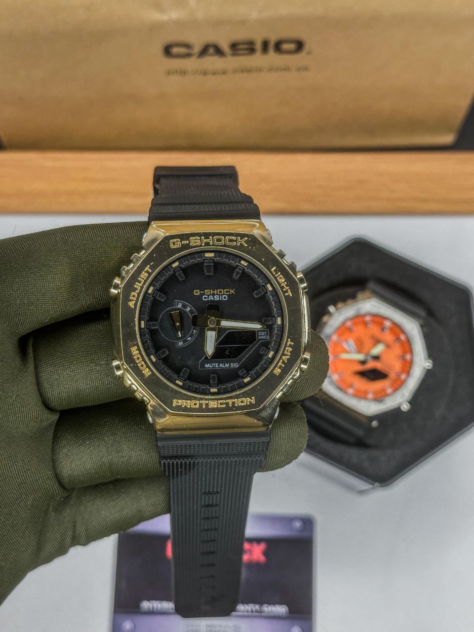 Casio G-Shock Gold Metal Analog-Digital Resin Strap Watch for Men
