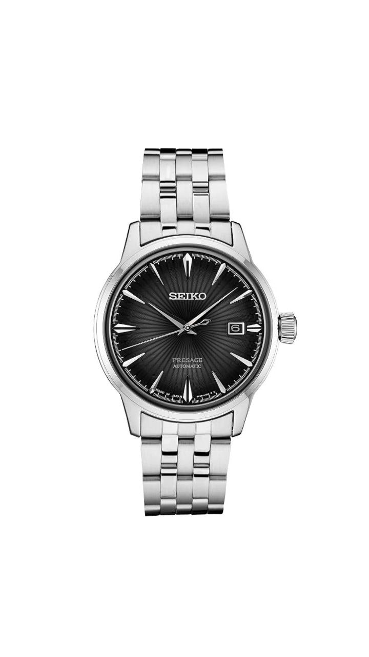 Seiko Persage Silver Tone Black Dial Mens Watch