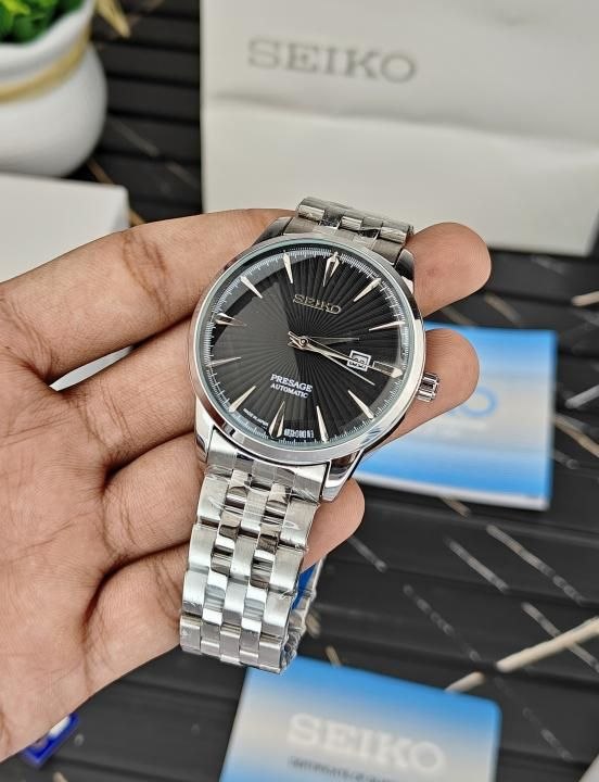 Seiko Persage Silver Tone Black Dial Mens Watch