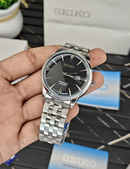 Seiko Persage Silver Tone Black Dial Mens Watch