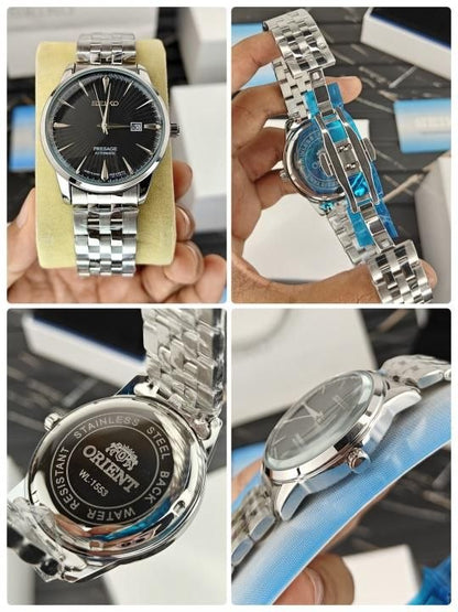 Seiko Persage Silver Tone Black Dial Mens Watch