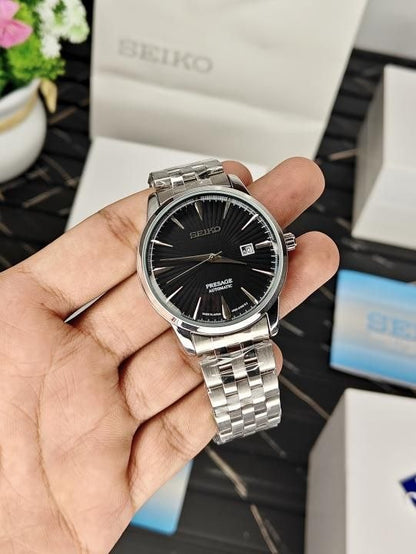 Seiko Persage Silver Tone Black Dial Mens Watch