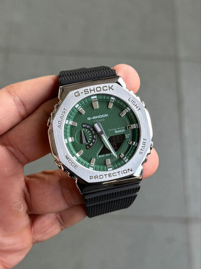 G-Shock Green Dial Metal Analog-Digital Resin Strap Watch for Men