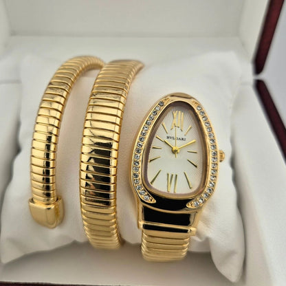 Bvlgari Serpenti  Tubogas White Dial Gold Watch