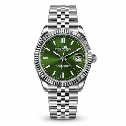 Seiko Date Just Silver Green Premium Watch