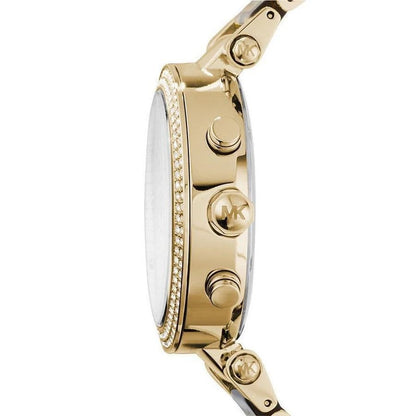 Michael Kors Parker  Green With Gold Strap Chronograph Watch