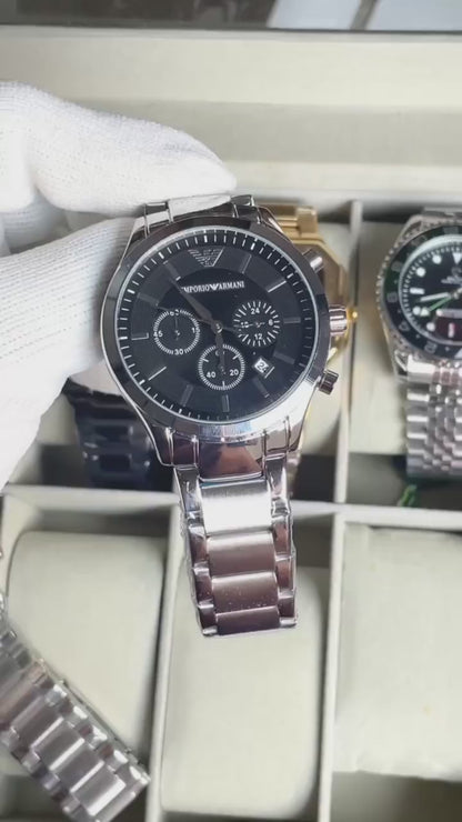 EMPORIO ARMANI CHRONOGRAPH – SILVER BLACK EDITION