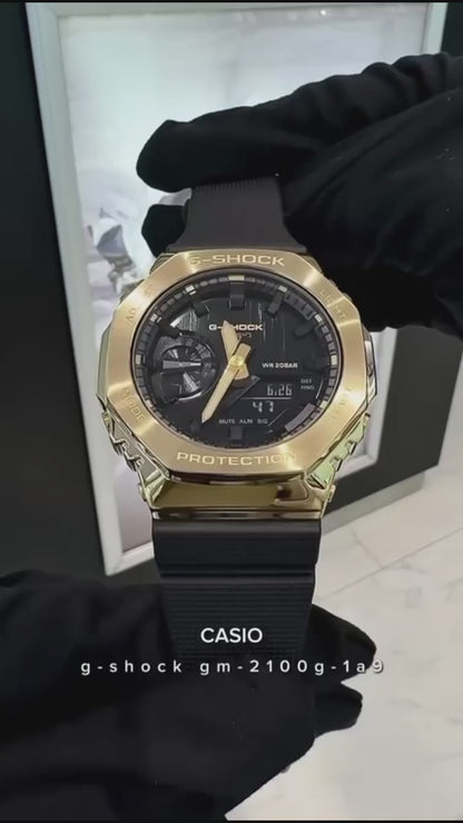 Casio G-Shock Gold Metal Analog-Digital Resin Strap Watch for Men