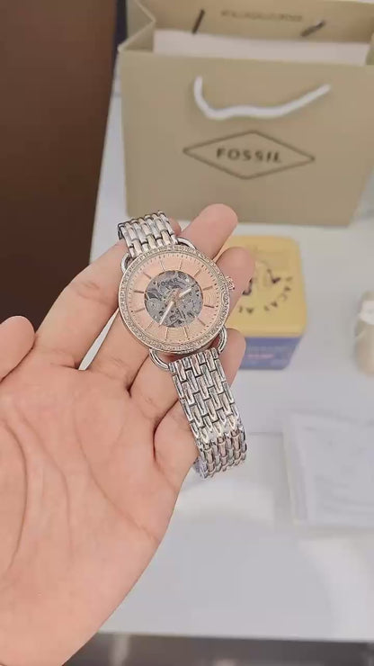 Fossil Two Tone Rose Gold Automatic Watch