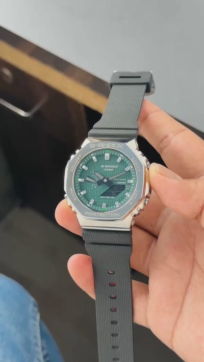 G-Shock Green Dial Metal Analog-Digital Resin Strap Watch for Men