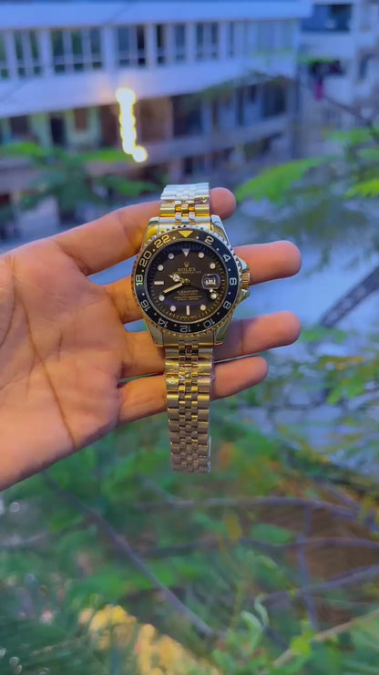 Rolex GMT-Master II Black Dial Yellow Gold Jubilee Bracelet Watch